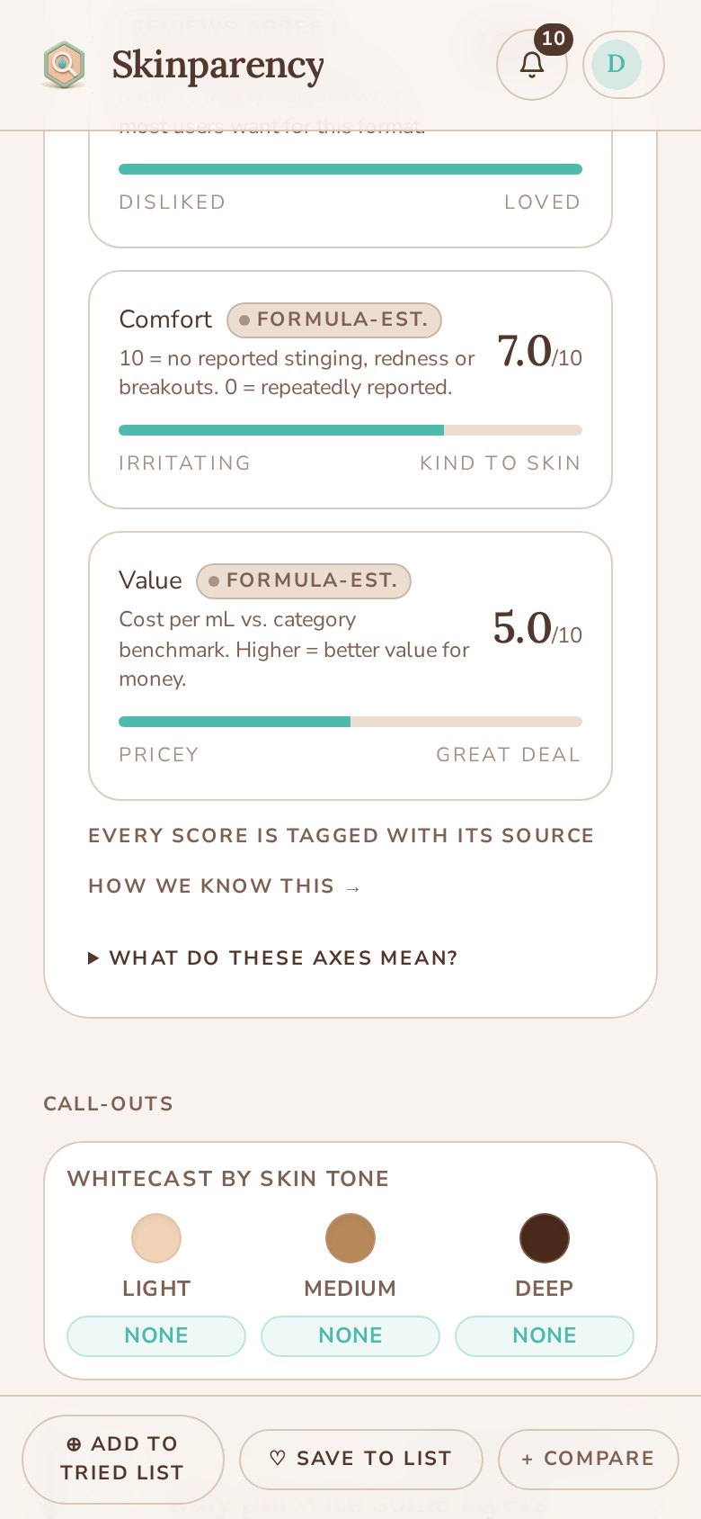 Ingredient list being read by the app